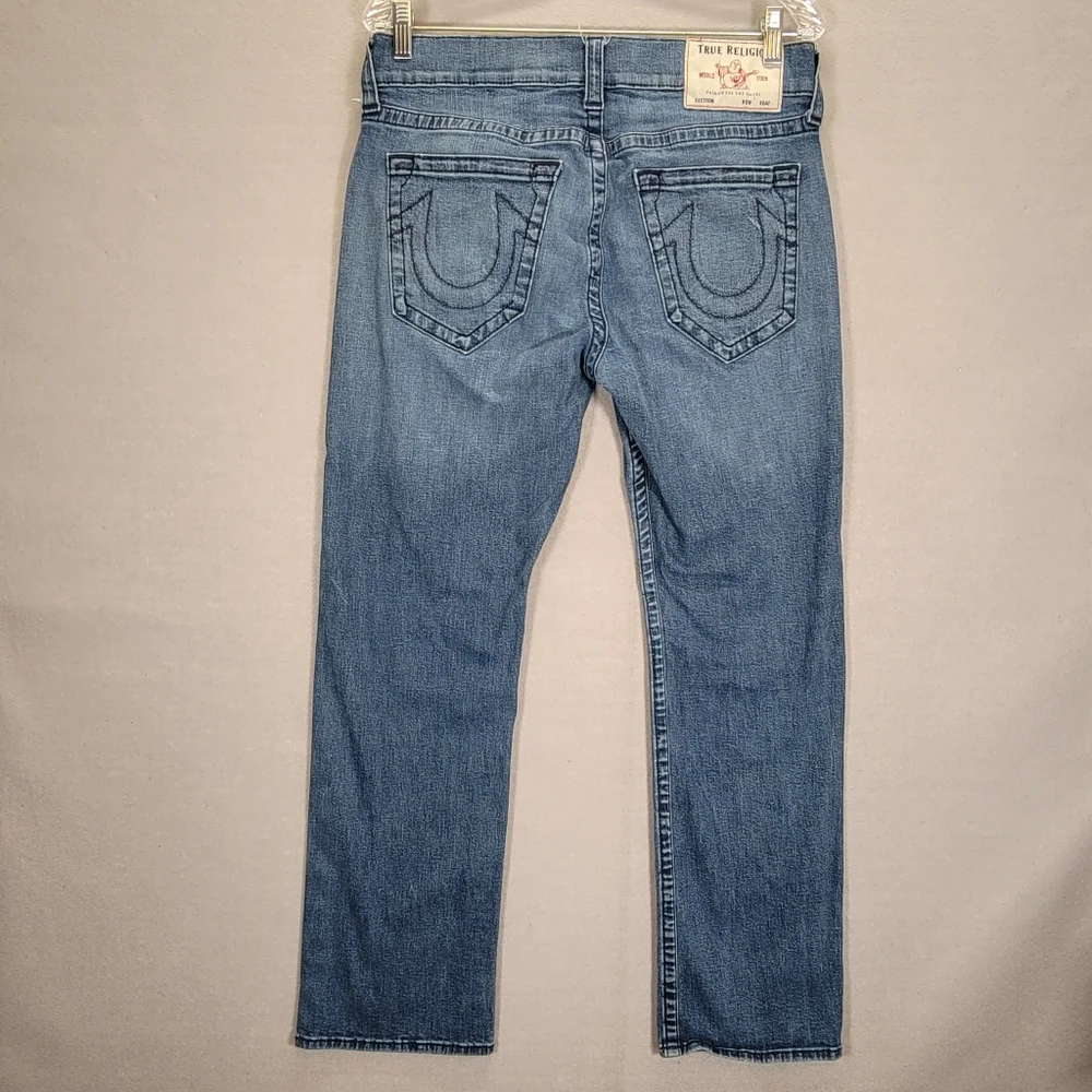 True Religion Mens Ricky Jeans Size 32x29 Blue Denim Relaxed Straight Stretch